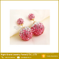 Rhinestone Double Crystal Disco Ball Shamballa Earring Studs